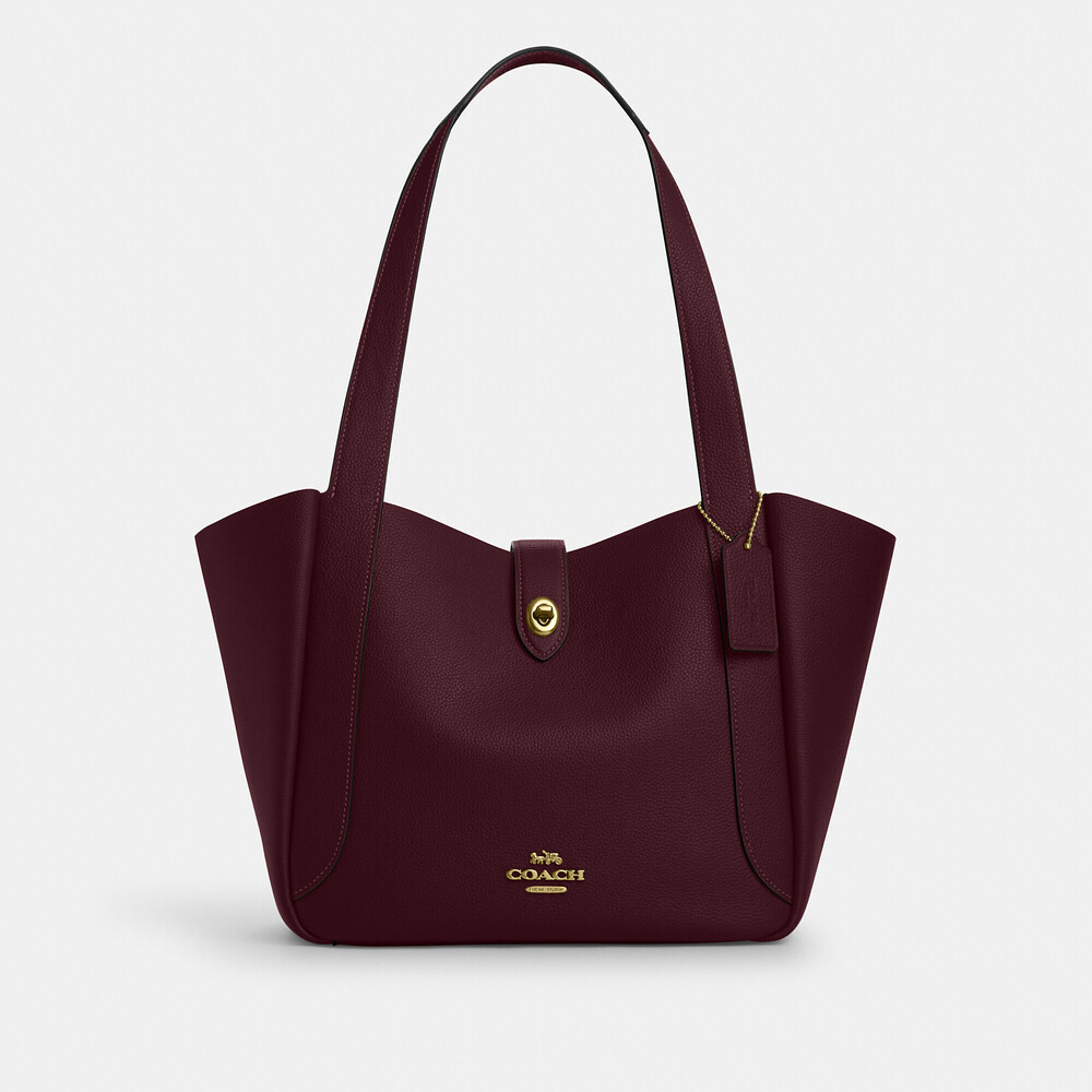 Coach Hadley Turnlock Tote Bag dark wine
